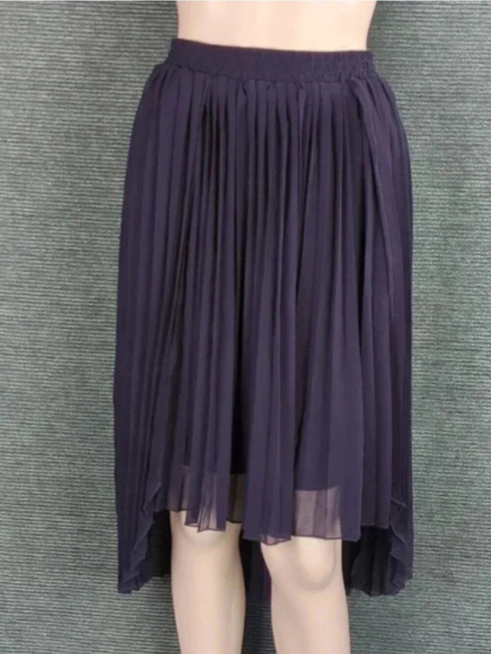 Pleione Pleated "Curtains" Hi Low Skirt, Sheer Pleated Skirt With Lining